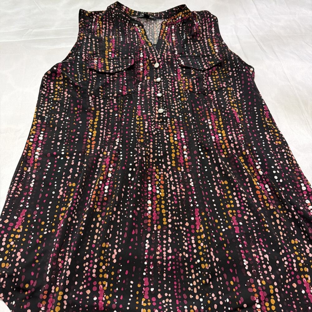 Ava & Grace Womens Small Sleeveless Blouse Multicolor Print 4 Pocket Top